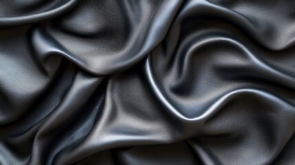 Obraz premium This image shows a textured abstract of shiny dark fabric folds