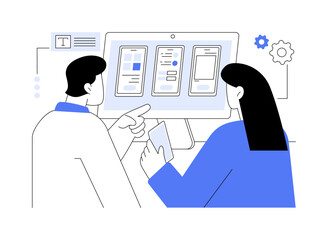 UX UI design isolated cartoon vector illustrations.