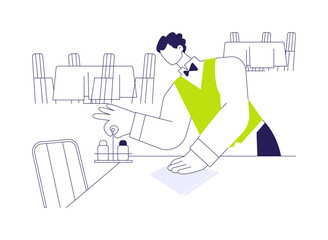 Restaurant routine abstract concept vector illustration.