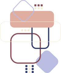 Rounded Rectangle Abstract Geometric Shape in Pink, Red, and Blue