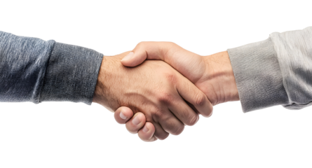 Handshake between two people isolated on transparent background.
