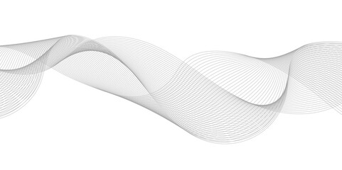 Abstract vector modern background with grey wavy lines and particles. A black and white photo of a wave on a pure white background
