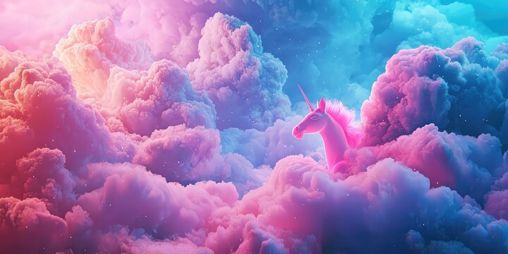 Mystical glowing dream clouds with a pink and blue unicorn theme.