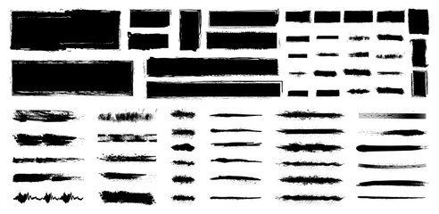 Abstract black straight ink brush collection. Grunge stroke elements