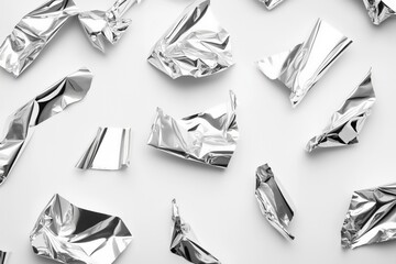 pieces of foil on white background