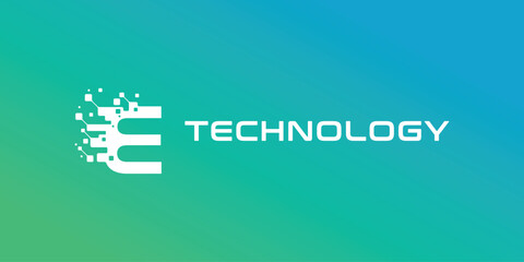 Letter E logo design for technology