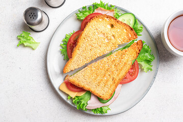 Fresh club sandwich cut in half