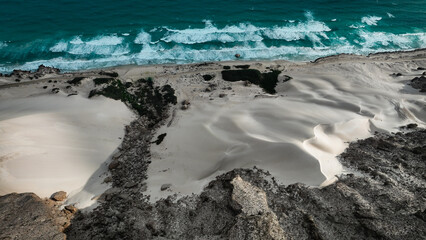 Spectacular coastal view of Socotra Island showcasing sandy beach and turquoise waters