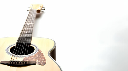 Fototapeta premium Closeup of an Acoustic Guitar Against White Background