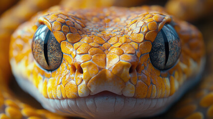 Fototapeta premium Snake Eyes, An extreme close-up of a snake's eyes, highlighting the detail and intensity.