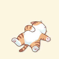 Digital illustration of a fat orange tabby cat sleeping
