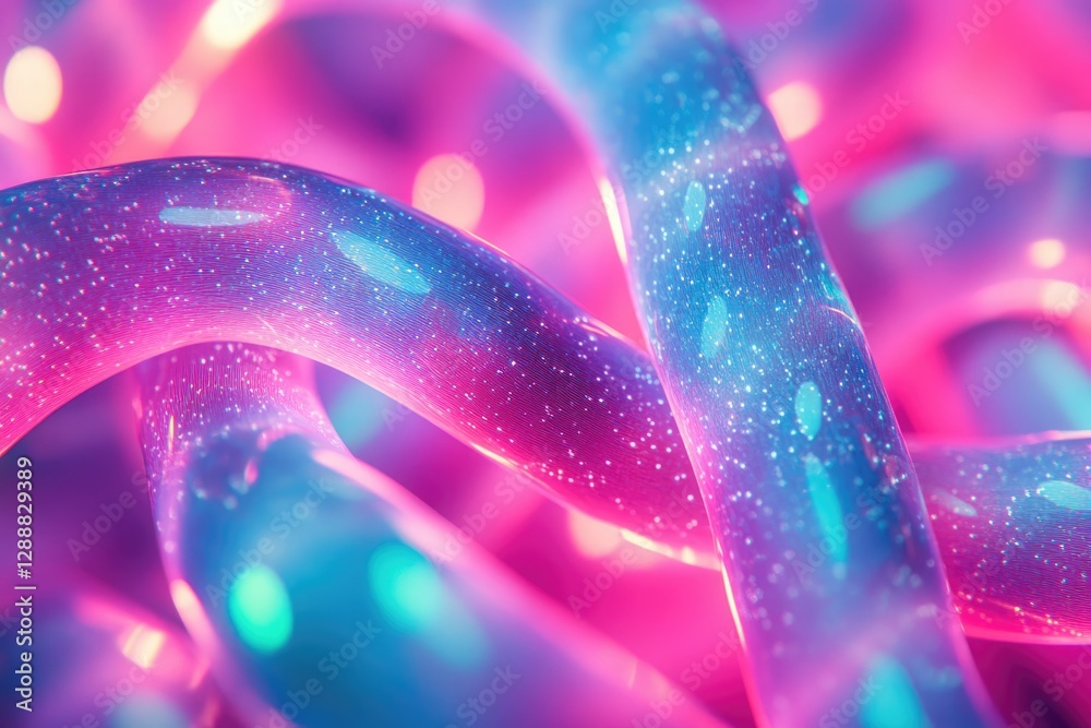 Aufkleber abstract image of vibrant pink and blue glowing tubes, intertwined and creating a mesmerizing visual