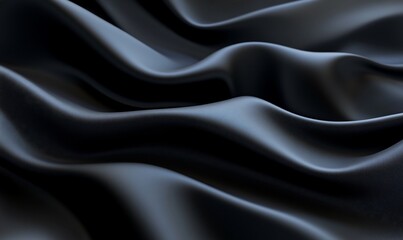 Obraz premium Dark gray silk fabric with elegant waves and folds.