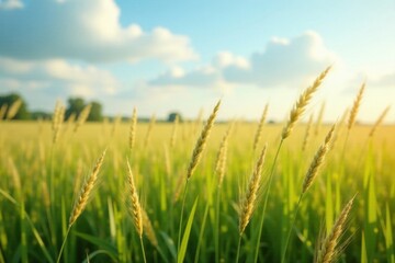 Obraz premium Wild grasses swaying gently in a prairie breeze, NorthAmerica, Canada