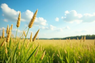 Obraz premium Wild grasses swaying gently in a prairie breeze, rural, scenic