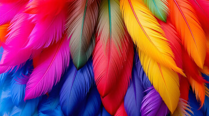 Obraz premium Multi colored feathers,Closeup feather ,background texture, abstract