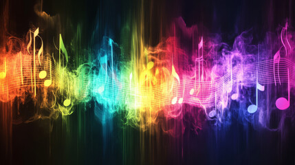 Fototapeta premium Artistic representation of music and sound using a vibrant rainbow color scheme