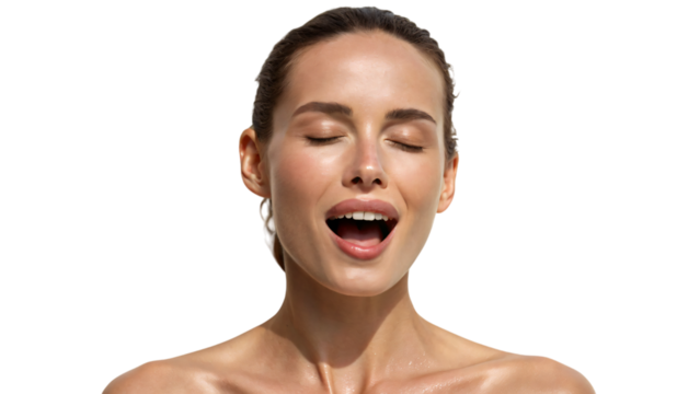 portrait of a young woman have intense orgasm