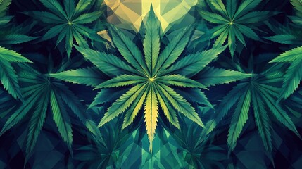 Abstract Kaleidoscope of Cannabis Leaves: A Modern Botanical Design