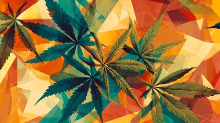 Abstract Cannabis Leaves Art: A Vibrant and Modern Design Element