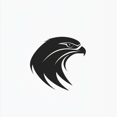 Obraz premium Minimalist black and white falcon head logo design on a white background. The sharp and sleek lines emphasize strength, power, and elegance, making it ideal for branding or sports logos.