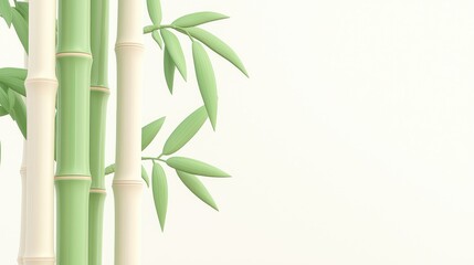 Obraz premium Tall and Slender Bamboo Stalks with Green Leaves in a Minimalist Tropical Setting