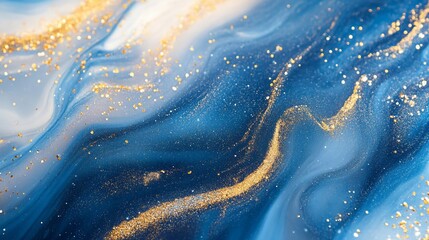Elegant blue marble texture with golden glitter for luxurious backgrounds