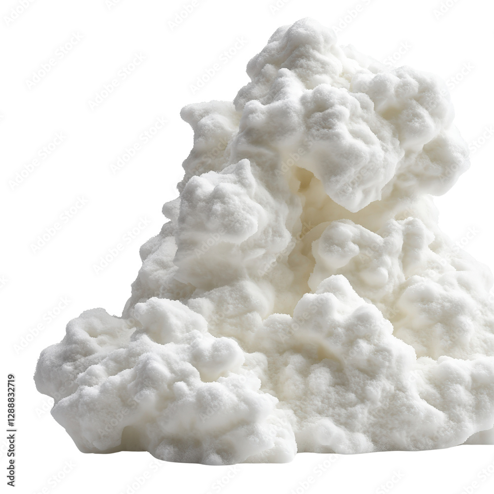 Poster white foam pile on a black background creating a striking visual contrast and texture in the composi