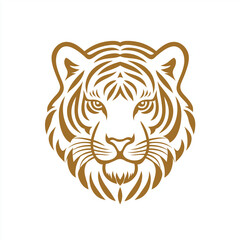 Fototapeta premium Golden Tiger Head Line Art Vector Illustration