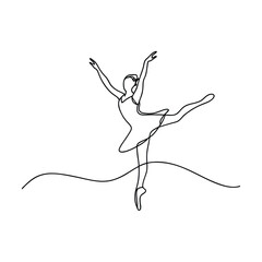 Elegant Ballerina SingleLine Drawing Grace, Art, Dance, Movement, Beauty
