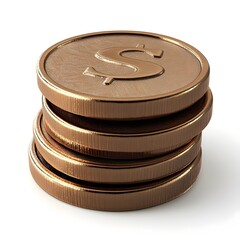 Stacked Coins in Soft Clay Material Financial Concept High 3D Icon