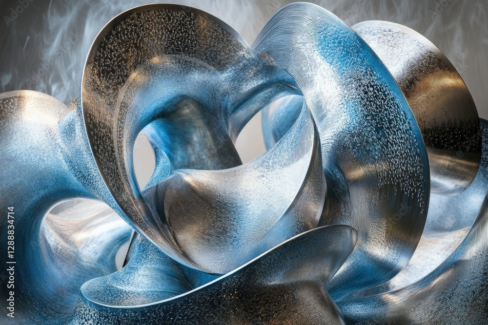 Fototapete abstract metal sculpture with flowing, intertwined forms, creating a mesmerizing visual experience.