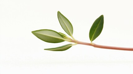 Obraz premium Fresh Thyme Sprigs with Small Green Leaves Isolated on a Light Background for Culinary and Herbal Use