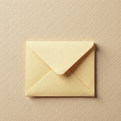 Subtle beige envelope rests on matching background, smooth, mockup