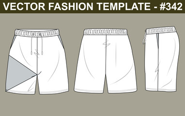 REGULAR FIT SHORT FLAT SKETCH FASHION TEMPLATE TECHNICAL DRAWING ILLUSTRATION