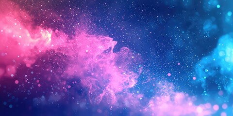 Shimmering pink and blue celestial unicorn aura with glowing fairy dust. 