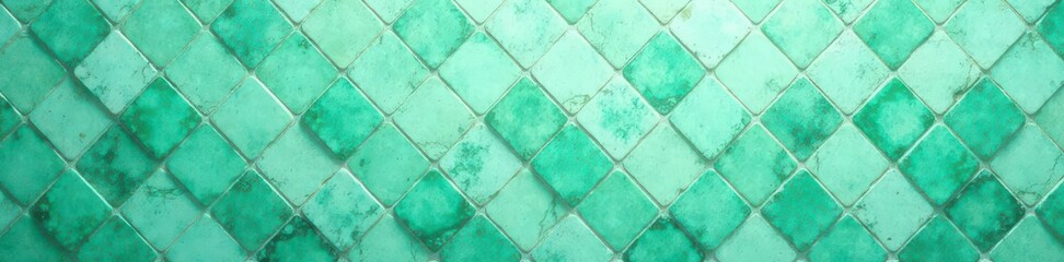 Antique diamond-shaped tiles, light green & teal mosaic background,  object,  illustration