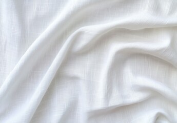 Fototapeta premium White textured fabric with soft folds and subtle light variations creating a smooth, elegant background