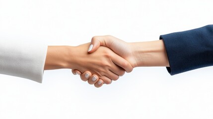Close Up Two Women Shaking Hands White Background