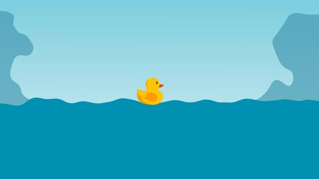 Cartoon animation of a duck floating in the ocean