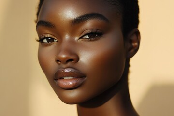 Stunning portrait of young african female with radiant skin