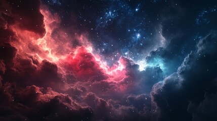 Fototapeta premium Cosmic cloudscape: vibrant nebula and stars in deep space