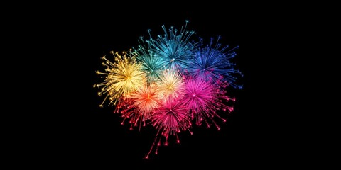Fototapeta premium Illustration of colourful fireworks against black background