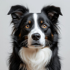 Fototapeta premium Border Collie Dog Portrait Isolated on White Background