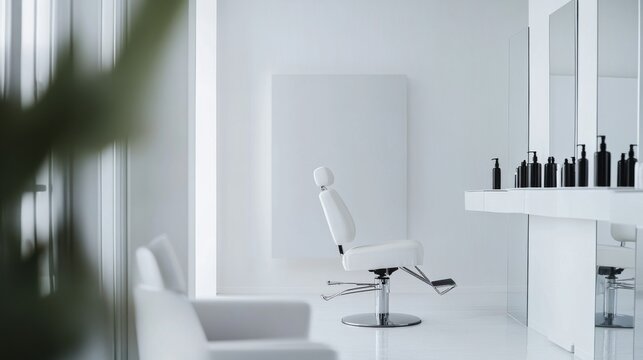 Hair restoration session in a high-end, minimalist clinic. Featuring rejuvenation and regrowth treatments