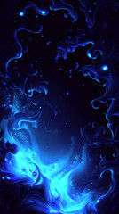 Obraz premium A mesmerizing abstract digital art of glowing blue swirls.
