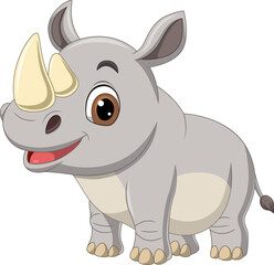 Illustration of cartoon happy rhino