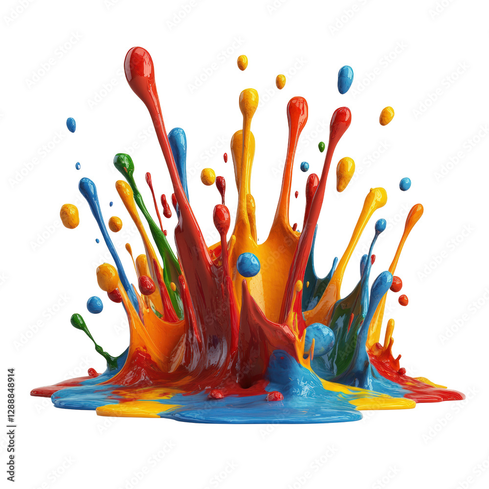Poster colorful splash of paint creating abstract artistic background with vibrant hues and fluid motion is