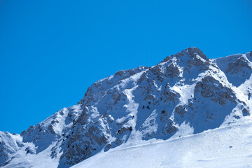 Blue sky and snowy mountain views