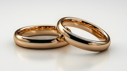 Elegant and Shiny Gold Wedding Rings on a Clean Background